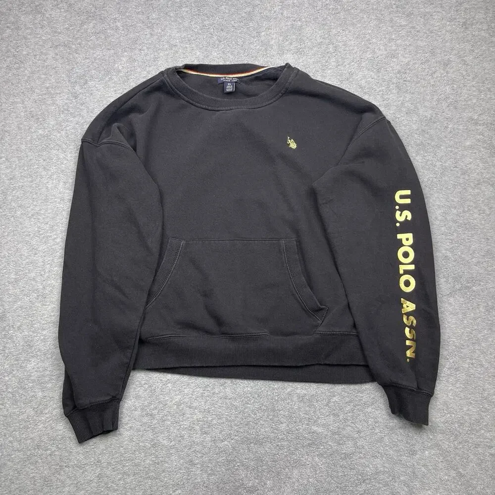 U.S. Polo Assn sweatshirt black gold crewneck youth size XL